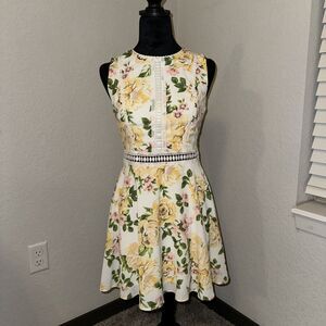 Disney Princess Fit & Flare Dress Women S White Floral Lined Stretch Lace Detail